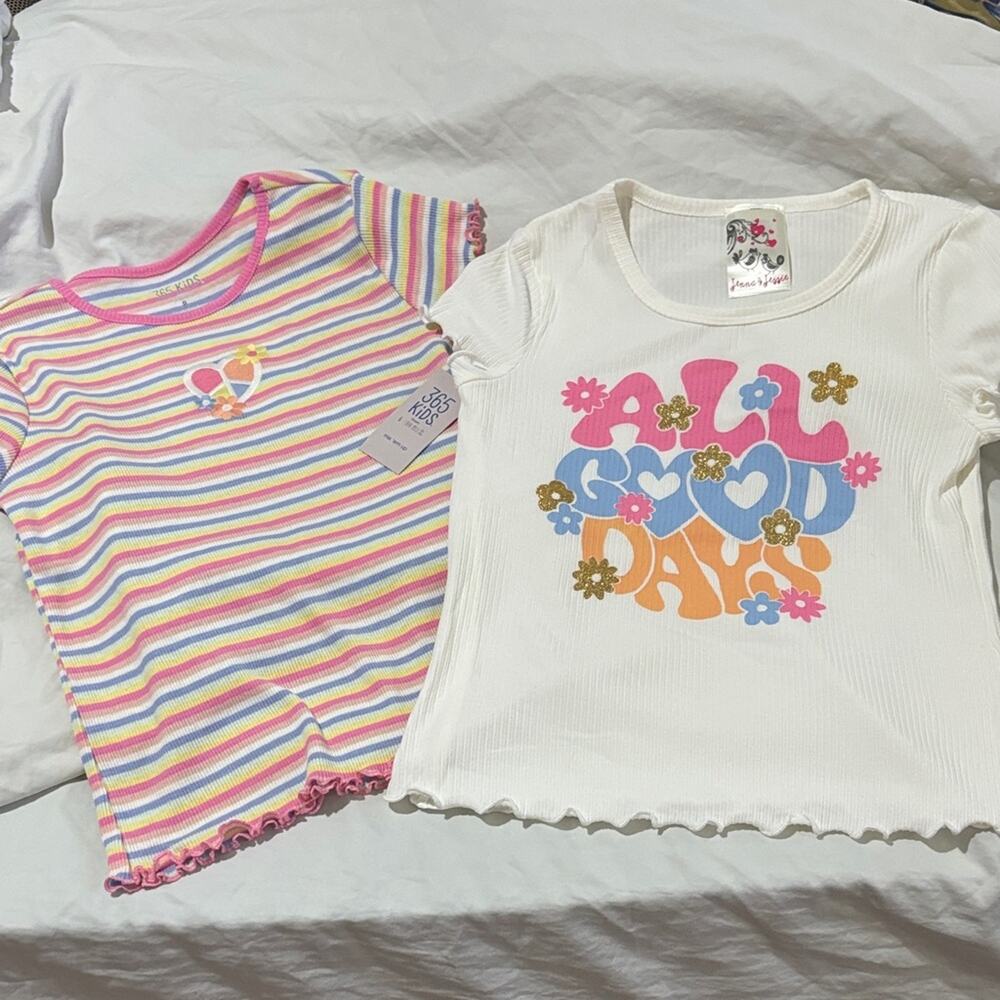 Colorful Striped and Graphic Tees size 8 nwt and nwot